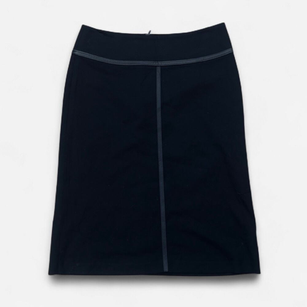 Bebe Vintage 90s Y2K Office Siren Above Knee Skirt Leather Trim